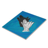 Wolf auf Blau Fliese (Seite)