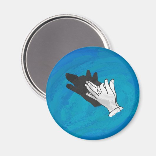 Wolf auf Blau Magnet (Vorderseite/Rückseite)