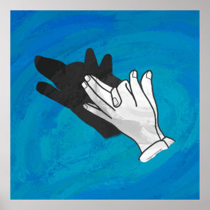 Wolf auf Blau Poster