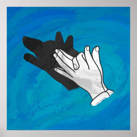 Wolf auf Blau Poster (Vorne)