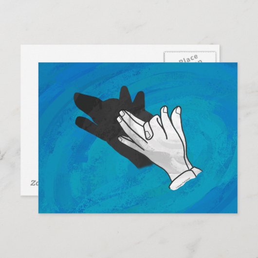 Wolf auf Blau Postkarte (Vorne/Hinten)