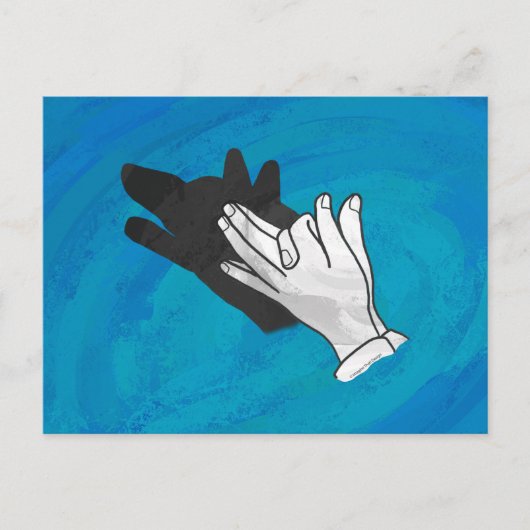 Wolf auf Blau Postkarte (Vorderseite)