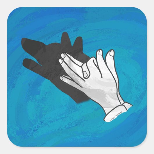 Wolf auf Blau Quadratischer Aufkleber (Vorderseite)