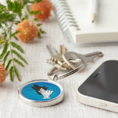 Wolf auf Blau Schlüsselanhänger (Seite)