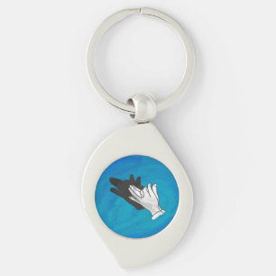 Wolf auf Blau Schlüsselanhänger