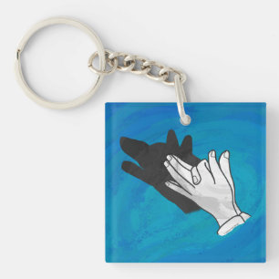 Wolf auf Blau Schlüsselanhänger