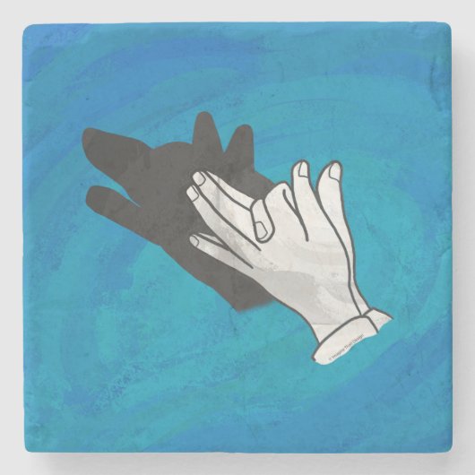 Wolf auf Blau Steinuntersetzer (Vorderseite)