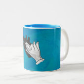 Wolf auf Blau Zweifarbige Tasse (VorderseiteRechts)