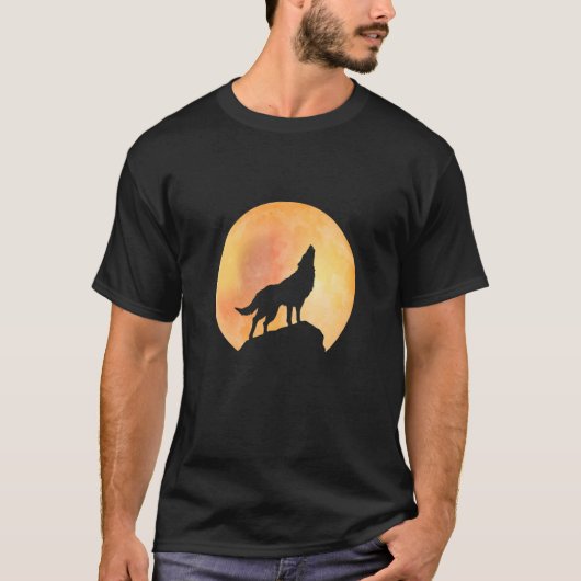 Wolf auf den Mond mit Tierwölfen T-Shirt (Vorderseite)