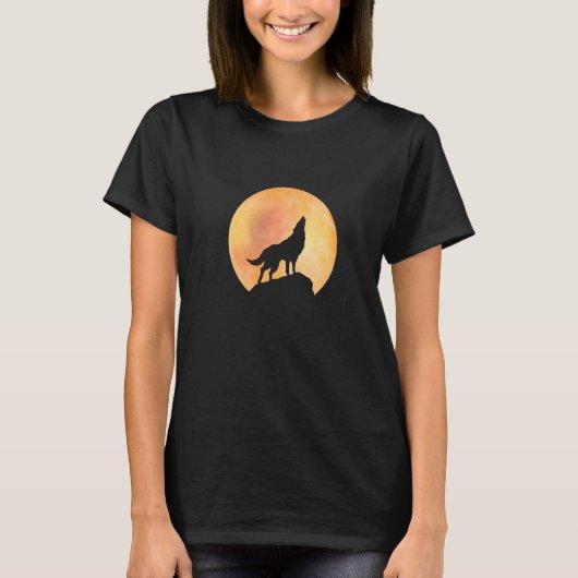Wolf auf den Mond mit Tierwölfen T-Shirt (Vorderseite)