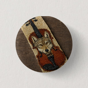 Wolf auf einer Violinblende Button
