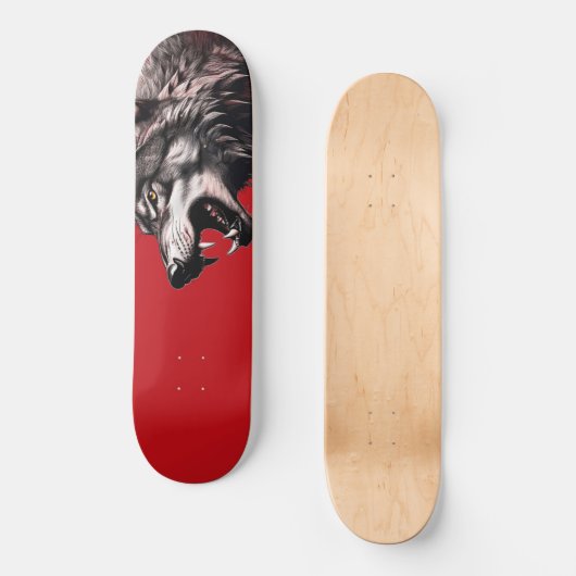Wolf auf Red Skateboard (Vorderseite)
