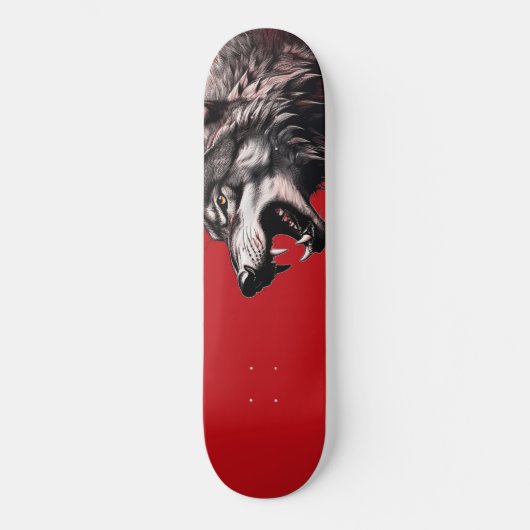 Wolf auf Red Skateboard (Vorderseite)