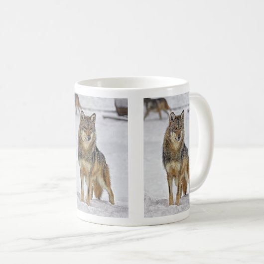 Wolf auf Uhr-Tasse Kaffeetasse (VorderseiteRechts)