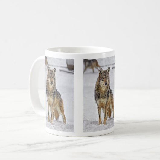 Wolf auf Uhr-Tasse Kaffeetasse (Vorderseite Links)
