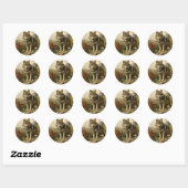 Wolf auf Wiese Round Sticker (Blatt)