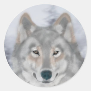 Wolf-Aufkleber Runder Aufkleber