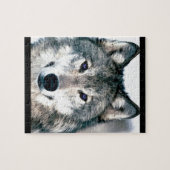 Wolf-Augen in wilde Natur des Holzes Tierdruck Puzzle (Horizontal)
