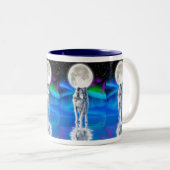 Wolf, Aurora & Moon Wildlife Fantasy Drink Tasse (VorderseiteRechts)
