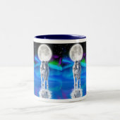 Wolf, Aurora & Moon Wildlife Fantasy Drink Tasse (Mittel)