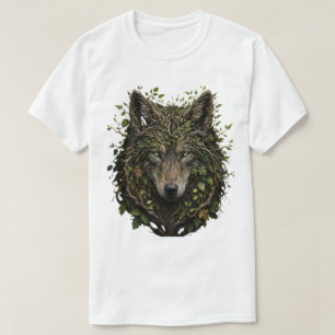 Wolf aus Zweigen verlässt Wald Naturkunst 3D T-Shirt