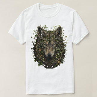 Wolf aus Zweigen verlässt Wald Naturkunst 3D T-Shirt
