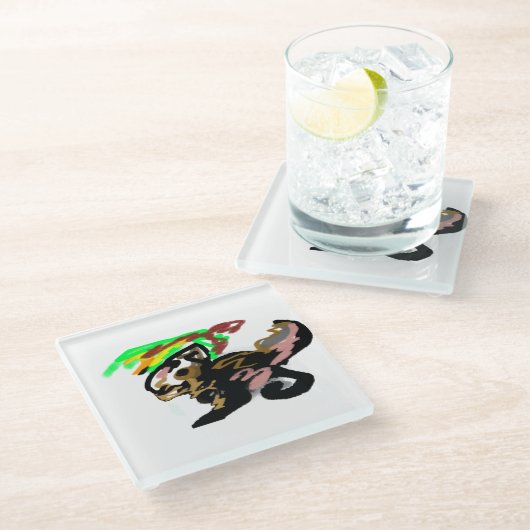 Wolf autumn joy glasuntersetzer (Schrägansicht)