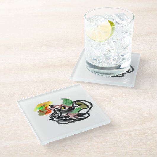 Wolf autumn runner  glasuntersetzer (Schrägansicht)