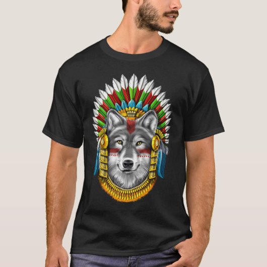 Wolf Aztec Warrior T-Shirt (Vorderseite)