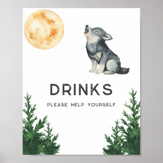 Wolf Baby Shower - Drinks Poster (Vorne)