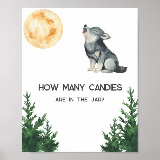 Wolf baby shower - How many candies Poster (Vorne)
