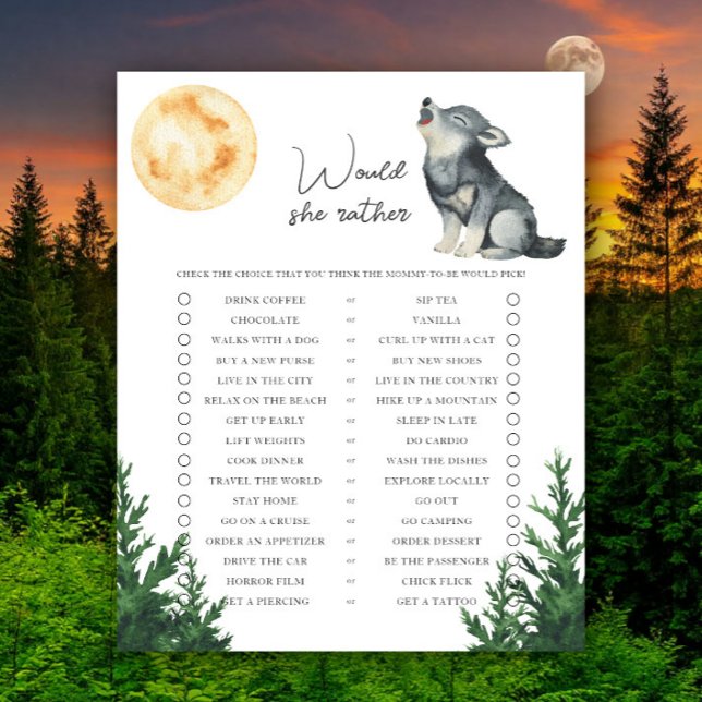 Wolf Baby shower Would she rather (Von Creator hochgeladen)