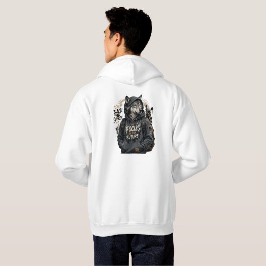 Wolf Back School Streetwear Kapuzenpullover Hoodie (Schwarz voll)