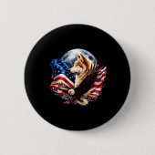 Wolf Bald Eagle American Flag Full Moon New Years  Button (Vorderseite)