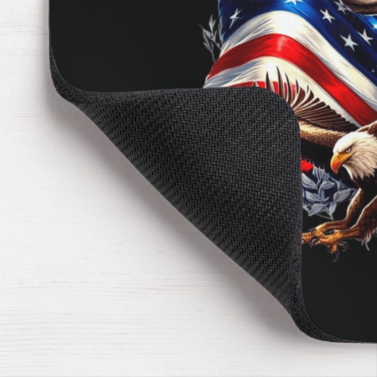Wolf Bald Eagle American Flag Full Moon New Years Mousepad (Ecke)