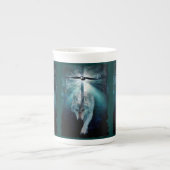Wolf & Bald Eagle Bone China Kaffee Tasse (Vorderseite)