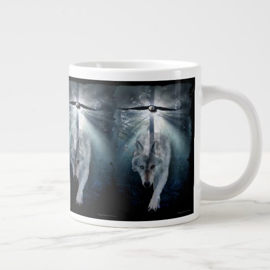 Wolf & Bald Eagle Jumbo Soup oder Coffee Tasse (Rechts)