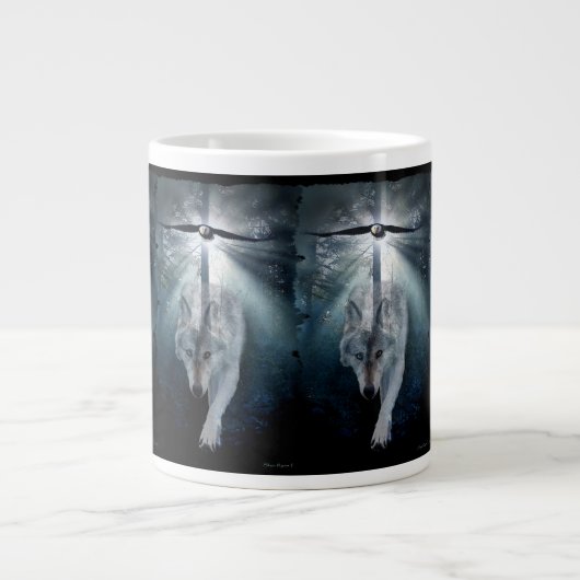 Wolf & Bald Eagle Jumbo Soup oder Coffee Tasse (Vorderseite)