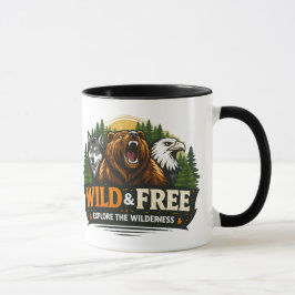 Wolf Bär Adler Wilderness-Abenteuer Grafik-T-Shirt Tasse