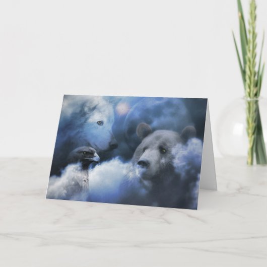 Wolf, Bär und Adler Weihnachten Weihnachtskarte (Vorderseite)