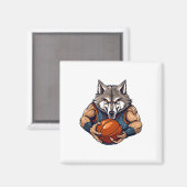 Wolf-Basketballspieler  Magnet (Vorderseite/Rückseite)