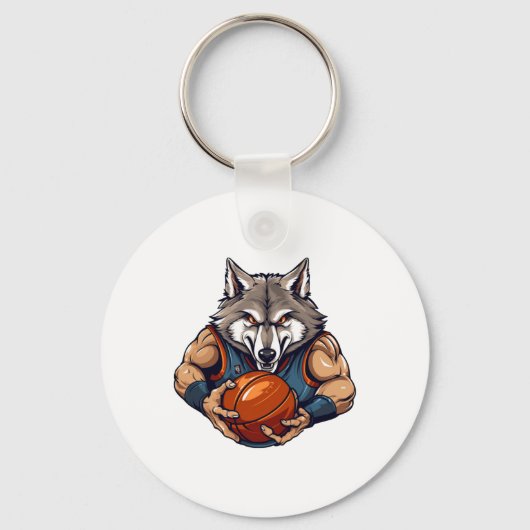 Wolf-Basketballspieler  Schlüsselanhänger (Vorderseite)