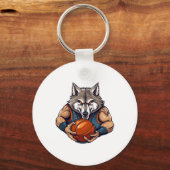 Wolf-Basketballspieler  Schlüsselanhänger (Vorderseite)