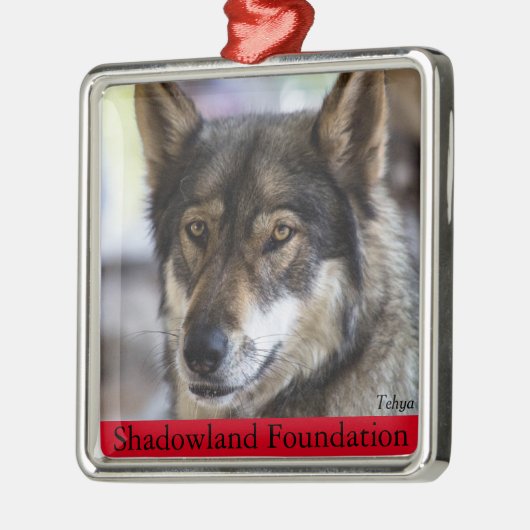 Wolf-Baum-Verzierung Silbernes Ornament (Links)