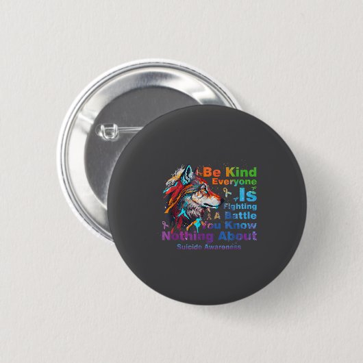 Wolf Be Kind Suicide Awareness Mental Health Suprt Button (Vorne & Hinten)