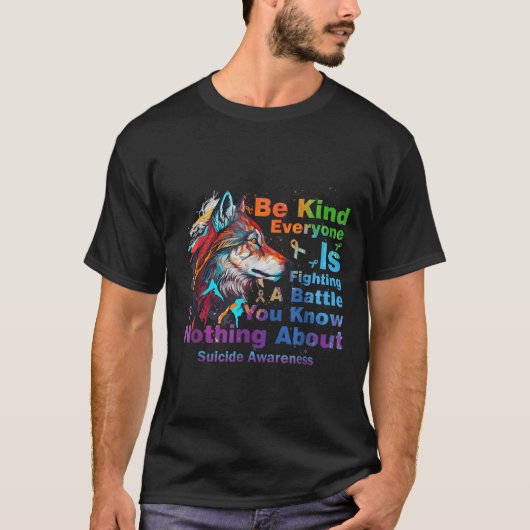 Wolf Be Kind Suicide Awareness Mental Health Suprt T-Shirt (Vorderseite)