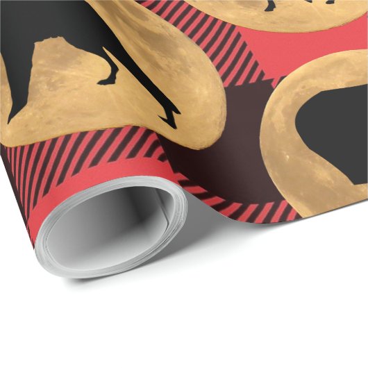 Wolf Bear Elk Moose Deer Full Moon Geschenkpapier (Rolleneckpunkt)