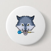 Wolf bei Darts mit Dart Button (Vorderseite)