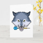 Wolf bei Darts mit Dart Karte (Gelbe Blume)