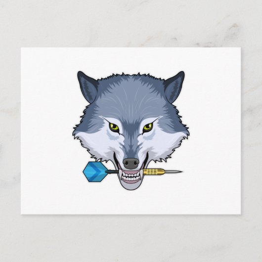 Wolf bei Darts mit Dart Postkarte (Vorderseite)